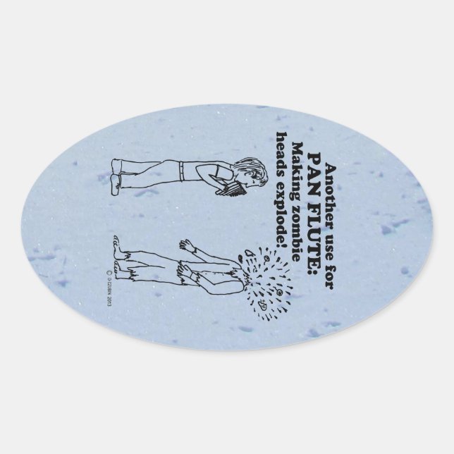 Pegatina de óvalo de explosión Zombie de Pan Flute (Anverso)