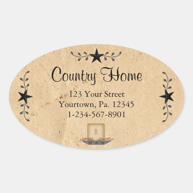 Pegatina de óvalo de velas de borde de estrella (Anverso)