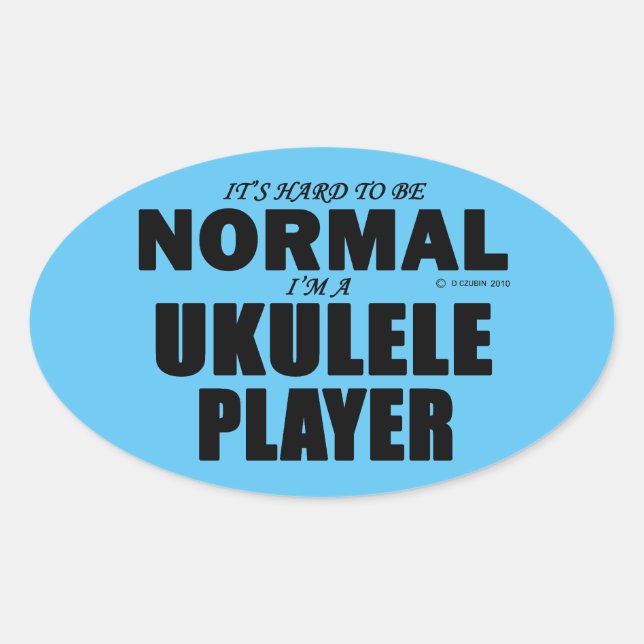 Pegatina de óvalo del jugador normal de Ukulele (Anverso)