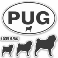 PEGATINA de ovario PUG y Pegatina de inyl de silue
