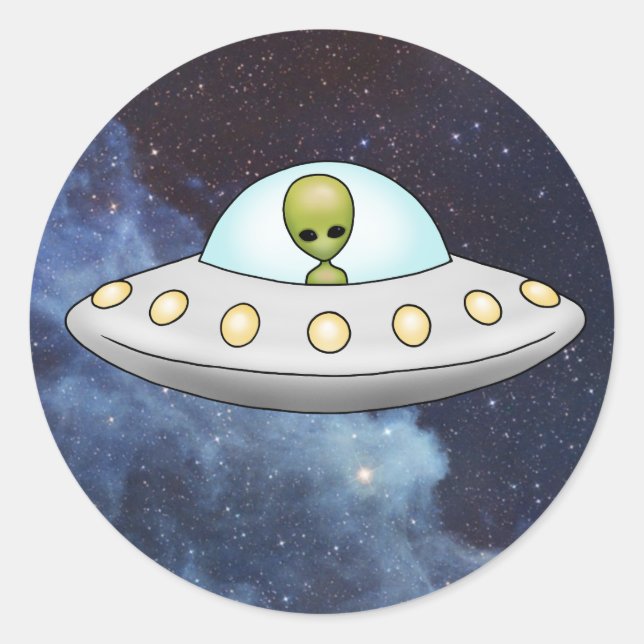 Pegatina de OVNI de Flying Saucer Alien (Anverso)