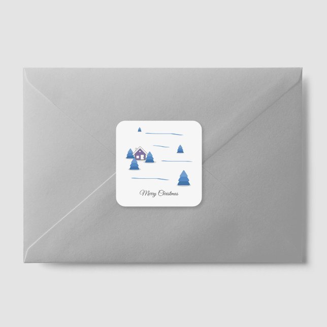 Pegatina de paisaje acuático y nevado (Watercolor Snowy Landscape Sticker)