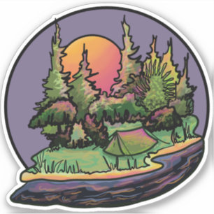 Pegatina de paisajes de camping