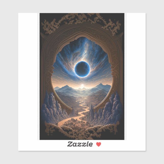 Pegatina de paisajes espaciales de Fantasía Cosmic (Hoja)