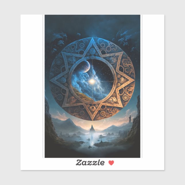 Pegatina de paisajes espaciales de Fantasía Cosmic (Hoja)