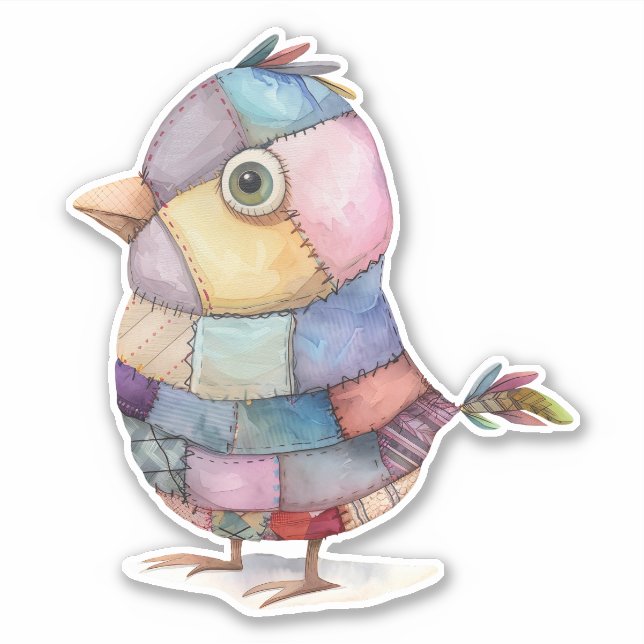Pegatina de pájaro en mosaico (Anverso)