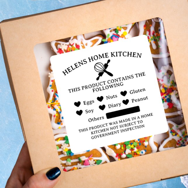 Pegatina de panadería Alerta alérgica blanca de se (Subido por el creador)