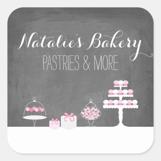Pegatina de panadería Chalkboard (Anverso)