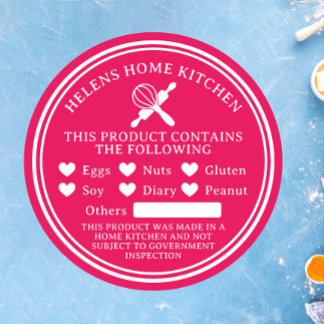 Pegatina de panadería de alerta de alergía aliment