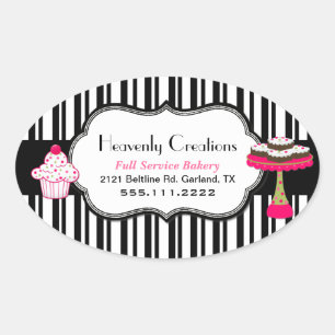 Pegatina de panadería Personalizado de franjas y d