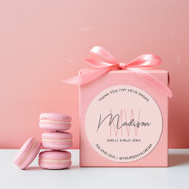 Pegatina de panadería rosa con logotipo de monogra