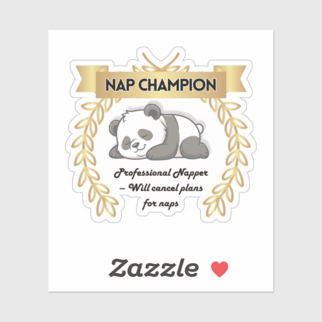 Pegatina de Panda Campeón de la Siesta Divertida (Hoja)