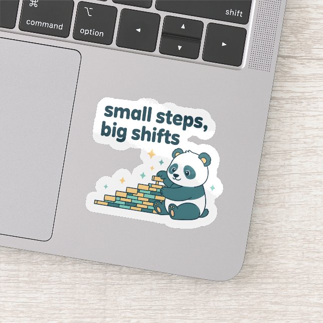 Pegatina de Panda Motivacional Pequeños Pasos Gran (Detalle)