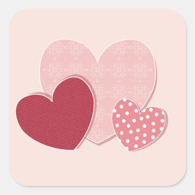 Pegatina de papel de corazones rosados (Anverso)
