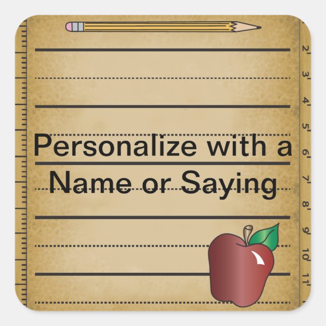 Pegatina de papel gobernante para un profesor (Anverso)