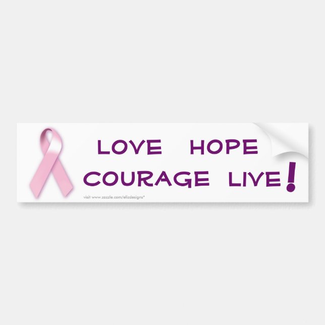 Pegatina de parachoques de cáncer de cinta rosa (Frente)