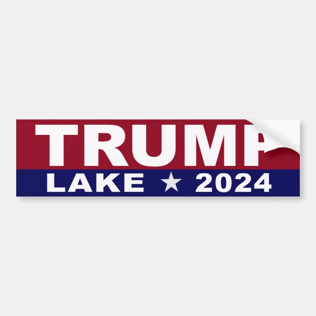 Pegatina de parachoques del lago Trump 2024 (Frente)