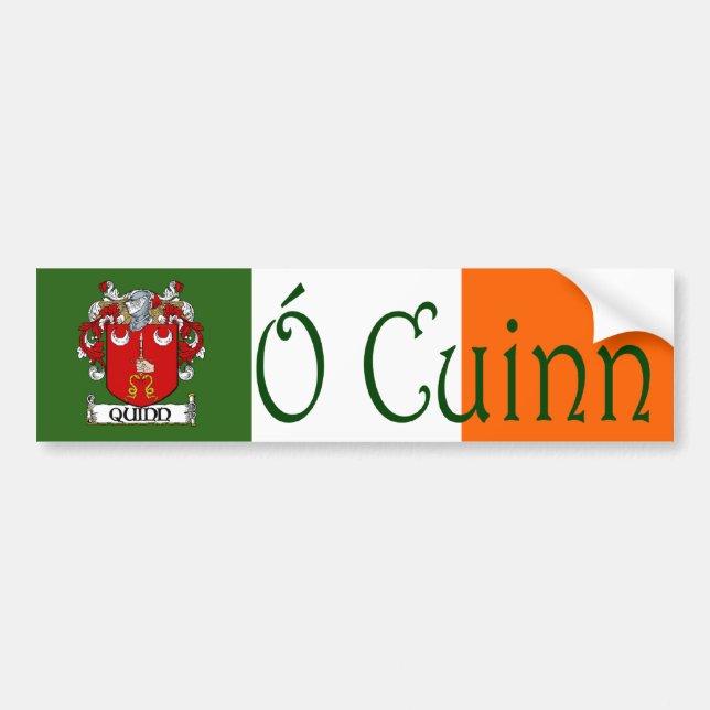 Pegatina de parachoques irlandés/inglés de Quinn C (Frente)