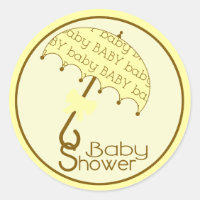 Pegatina de paraguas Baby Shower amarillo