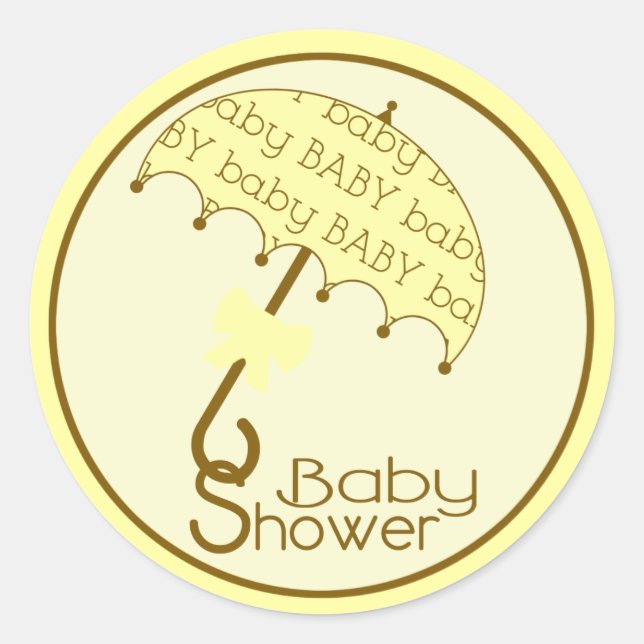 Pegatina de paraguas Baby Shower amarillo (Anverso)