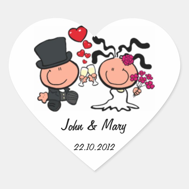 Pegatina de pareja boda recién casada personalizad (Anverso)
