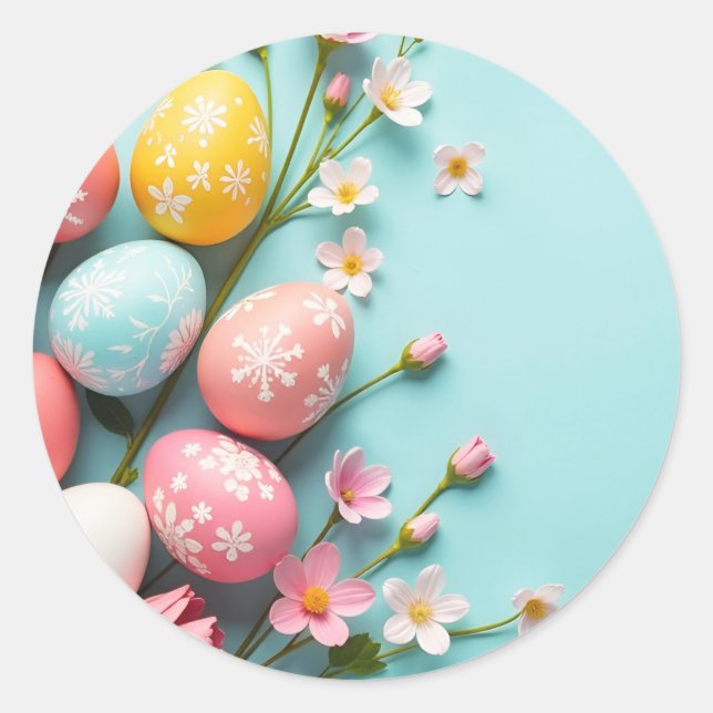 Pegatina de Pascua con huevos y flores (Anverso)