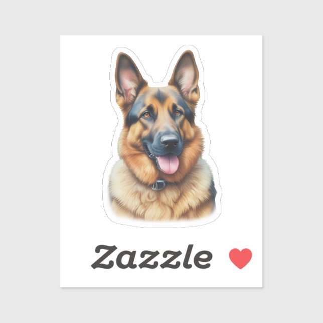 Pegatina de Pastor Alemán de Acuarela (Hoja)