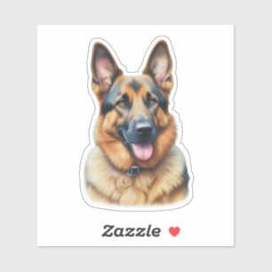 Pegatina de Pastor Alemán de Acuarela