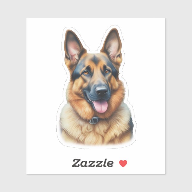 Pegatina de Pastor Alemán de Acuarela (Hoja)