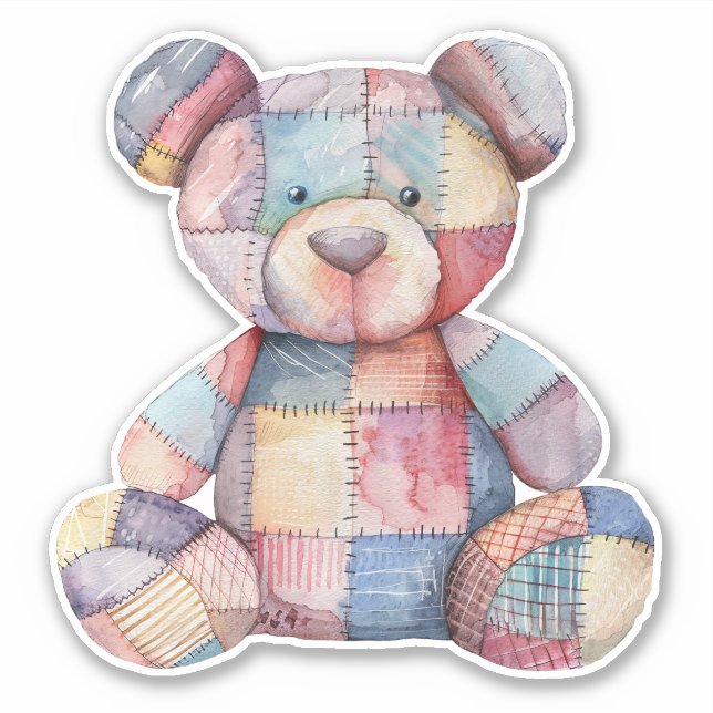 Pegatina de Patchwork Teddy Bear (Anverso)