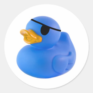 Pegatina de pato de caucho pirata azul