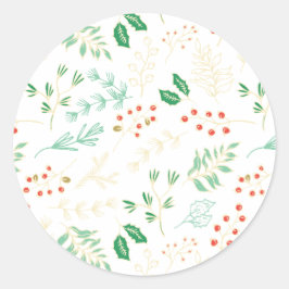 Pegatina de patrones florales de Navidades clásico