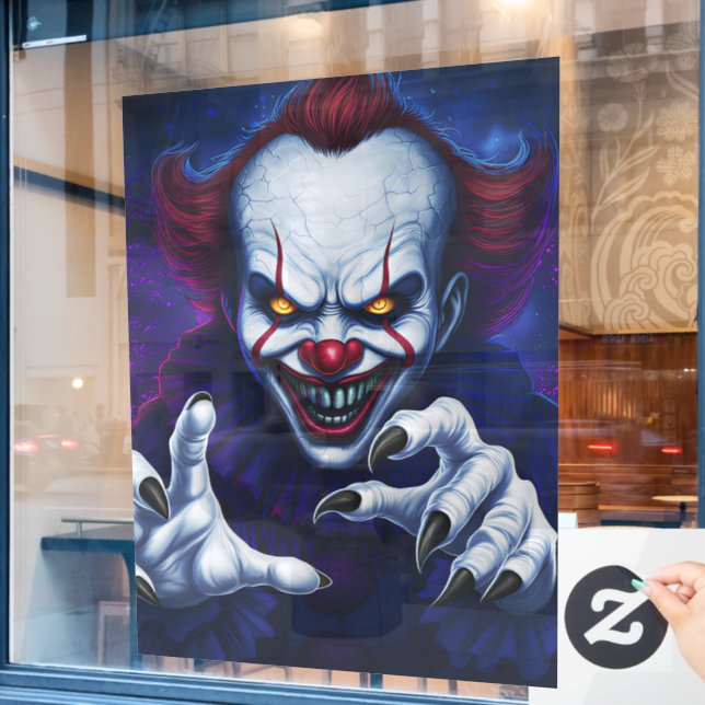 Pegatina de payaso aterrador para ventana (Ventana de cafetería)