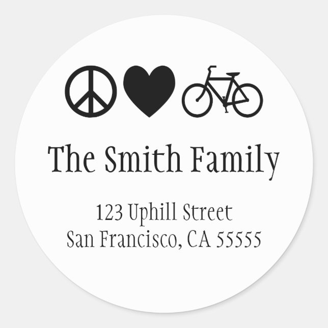 Pegatina de Paz Amor y Bicicletas (Anverso)