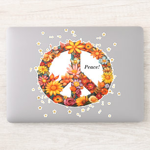 Pegatina de paz mostrado en laptop