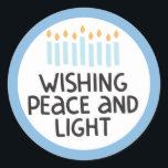 Pegatina de Paz y Luz de Hanukkah<br><div class="desc">Diseño de Hanukkah.</div>