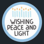 Pegatina de Paz y Luz de Hanukkah<br><div class="desc">Diseño de Hanukkah.</div>