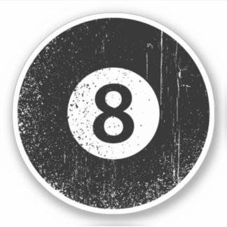 Pegatina de pelota de ocho grunges, gastado y angu