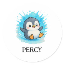 Pegatina de Percy Penguin - Etiqueta de nombre de 