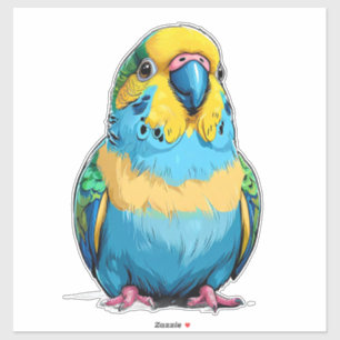 Pegatina de Perico Azul Brillante Arte de Pájaro L