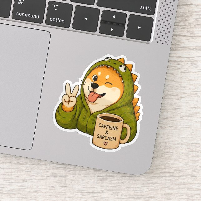Pegatina de perro con cafeína y sarcasmo (Detalle)