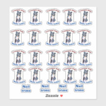 pegatina de perro con uñas recortadas