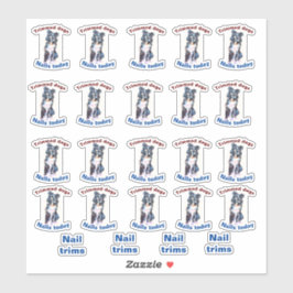 pegatina de perro con uñas recortadas