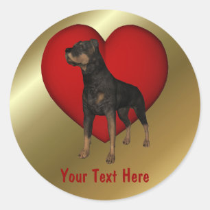 Pegatina de Perro del Corazón Rojo Rottweiler