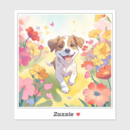 Pegatina de perro feliz