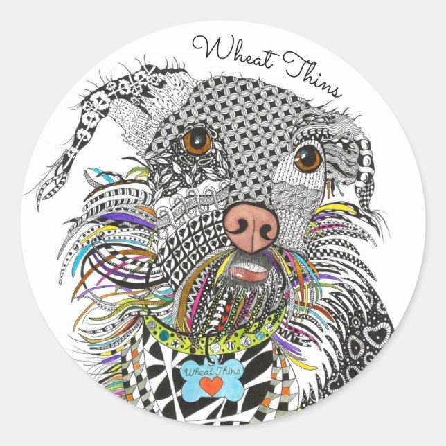 Pegatina de Perro Terrier de raza mixta, suave y c (Anverso)