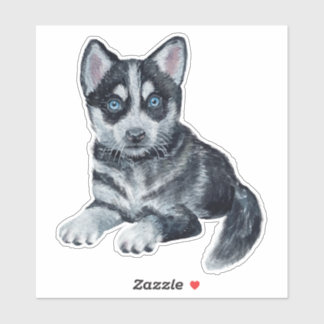 Pegatina de perros de dibujos animados de Husky Hu