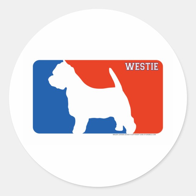 Pegatina de perros de la Liga Mayor Westie (Anverso)