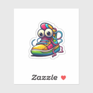 Pegatina de personaje de zapatilla de dibujos anim