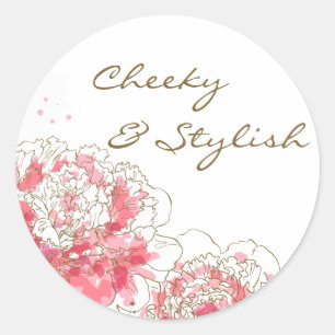 Pegatina de Personalizable de Peonies de color ros
